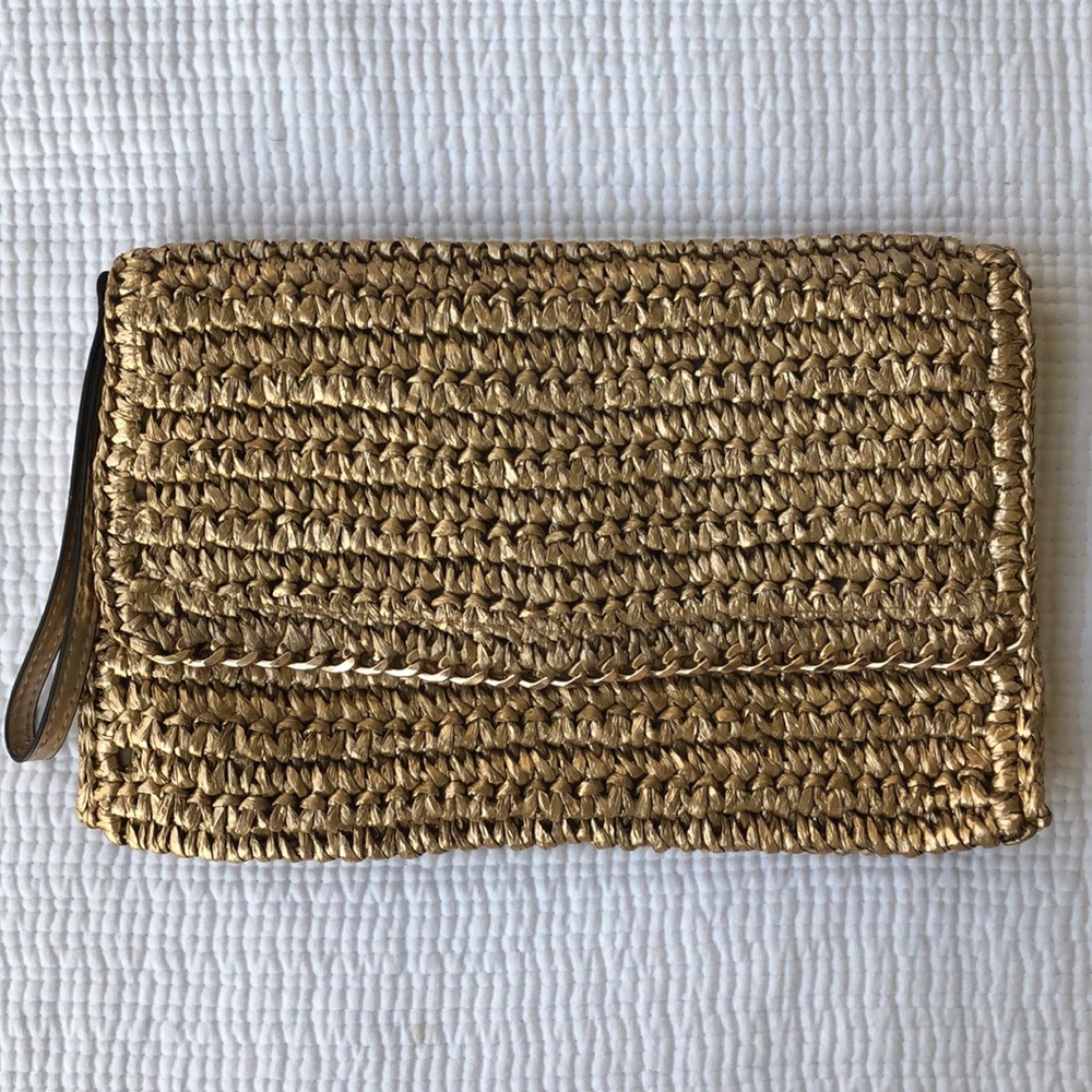Gold Macrame Envelope Clutch